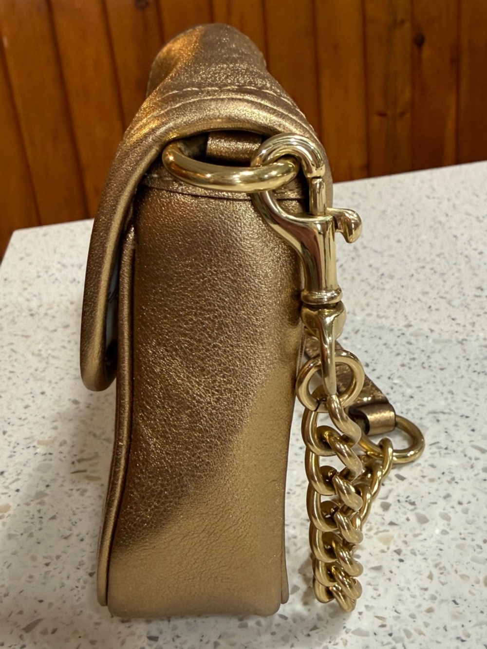 Coach Metallic Gold Mini Chain Shoulder Bag - Picture 4 of 6